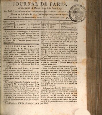 Journal de Paris 〈Paris〉 Mittwoch 13. März 1811