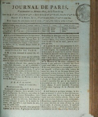 Journal de Paris 〈Paris〉 Freitag 12. April 1811