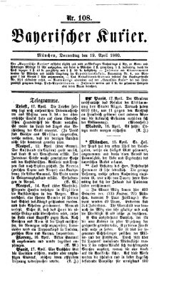 Bayerischer Kurier Donnerstag 19. April 1860