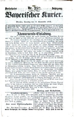Bayerischer Kurier Samstag 18. September 1869