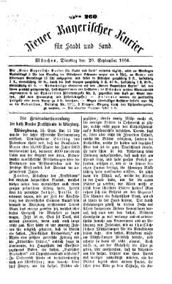 Neuer bayerischer Kurier für Stadt und Land Dienstag 20. September 1864