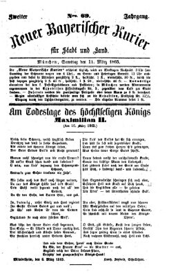 Neuer bayerischer Kurier für Stadt und Land Samstag 11. März 1865
