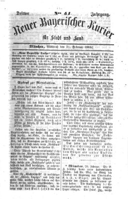 Neuer bayerischer Kurier für Stadt und Land Mittwoch 21. Februar 1866