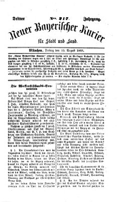 Neuer bayerischer Kurier für Stadt und Land Freitag 10. August 1866