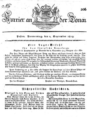 Kourier an der Donau (Donau-Zeitung) Donnerstag 2. September 1813