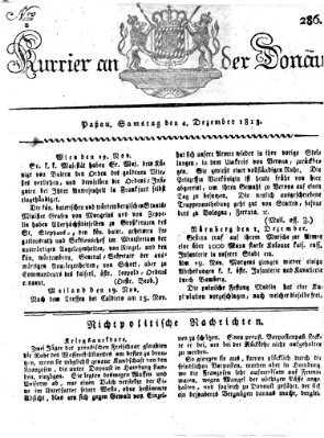 Kourier an der Donau (Donau-Zeitung) Samstag 4. Dezember 1813