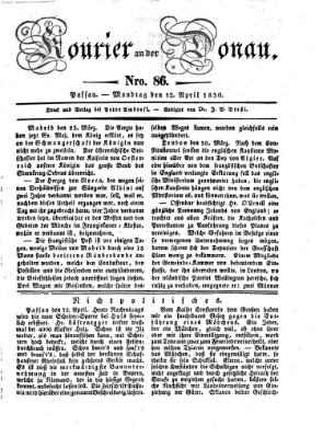Kourier an der Donau (Donau-Zeitung) Montag 12. April 1830