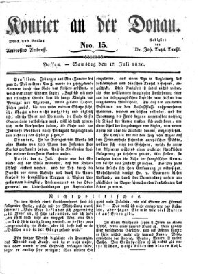 Kourier an der Donau (Donau-Zeitung) Samstag 17. Juli 1830