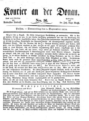 Kourier an der Donau (Donau-Zeitung) Donnerstag 2. September 1830