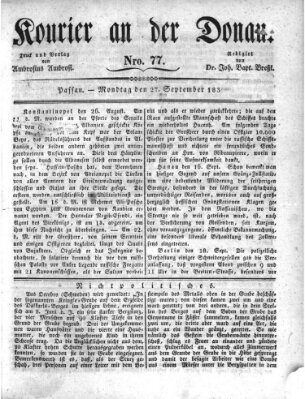 Kourier an der Donau (Donau-Zeitung) Montag 27. September 1830