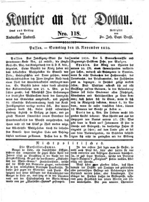 Kourier an der Donau (Donau-Zeitung) Samstag 13. November 1830