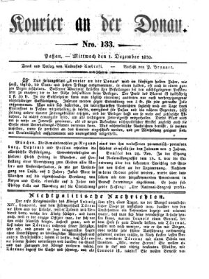 Kourier an der Donau (Donau-Zeitung) Mittwoch 1. Dezember 1830