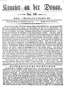 Kourier an der Donau (Donau-Zeitung) Montag 6. Dezember 1830