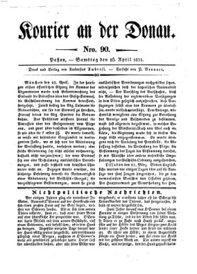 Kourier an der Donau (Donau-Zeitung) Samstag 16. April 1831