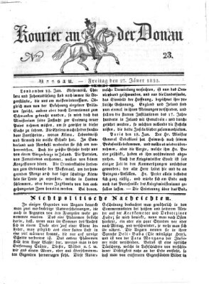 Kourier an der Donau (Donau-Zeitung) Freitag 27. Januar 1832