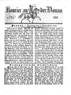 Kourier an der Donau (Donau-Zeitung) Dienstag 4. September 1832