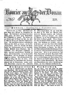 Kourier an der Donau (Donau-Zeitung) Dienstag 25. September 1832