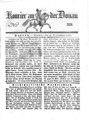 Kourier an der Donau (Donau-Zeitung) Mittwoch 26. September 1832
