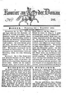 Kourier an der Donau (Donau-Zeitung) Samstag 1. Dezember 1832