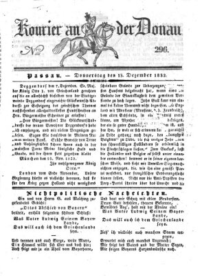 Kourier an der Donau (Donau-Zeitung) Donnerstag 13. Dezember 1832
