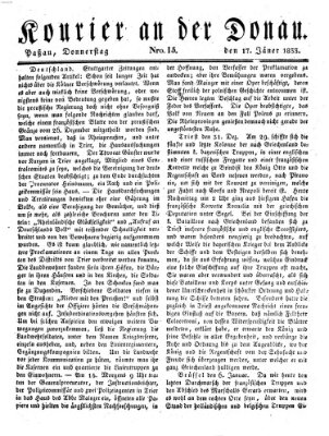 Kourier an der Donau (Donau-Zeitung) Donnerstag 17. Januar 1833