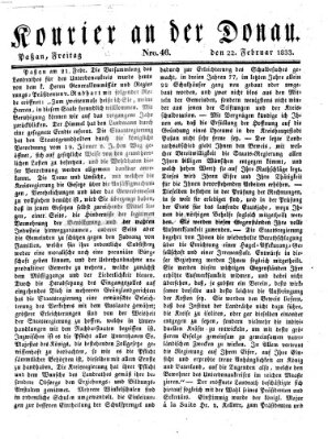 Kourier an der Donau (Donau-Zeitung) Freitag 22. Februar 1833