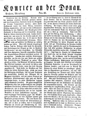 Kourier an der Donau (Donau-Zeitung) Montag 25. Februar 1833