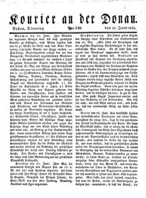 Kourier an der Donau (Donau-Zeitung) Dienstag 25. Juni 1833