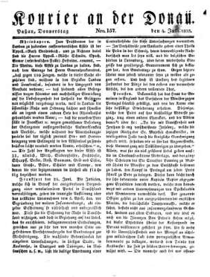 Kourier an der Donau (Donau-Zeitung) Donnerstag 4. Juli 1833