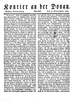 Kourier an der Donau (Donau-Zeitung) Donnerstag 12. September 1833