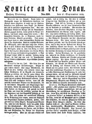 Kourier an der Donau (Donau-Zeitung) Dienstag 17. September 1833