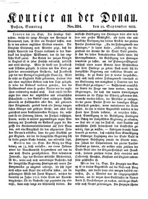 Kourier an der Donau (Donau-Zeitung) Samstag 21. September 1833