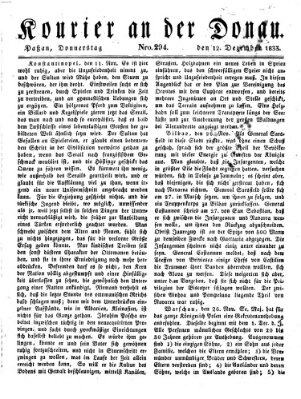 Kourier an der Donau (Donau-Zeitung) Donnerstag 12. Dezember 1833