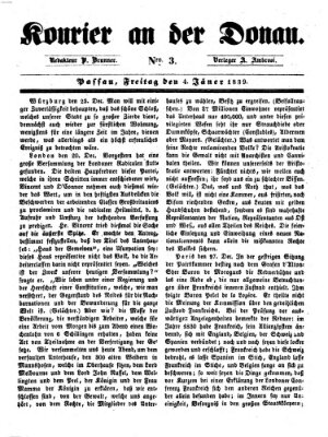 Kourier an der Donau (Donau-Zeitung) Freitag 4. Januar 1839