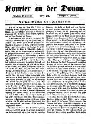 Kourier an der Donau (Donau-Zeitung) Montag 4. Februar 1839