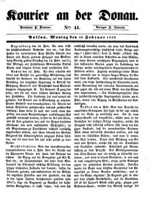 Kourier an der Donau (Donau-Zeitung) Montag 18. Februar 1839