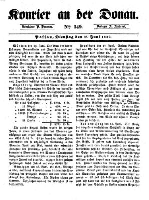 Kourier an der Donau (Donau-Zeitung) Dienstag 25. Juni 1839