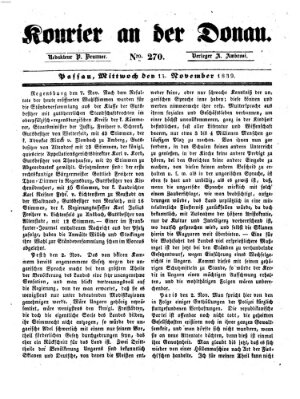 Kourier an der Donau (Donau-Zeitung) Mittwoch 13. November 1839