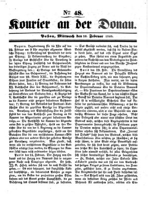 Kourier an der Donau (Donau-Zeitung) Mittwoch 26. Februar 1840