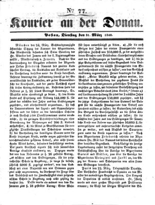 Kourier an der Donau (Donau-Zeitung) Dienstag 31. März 1840