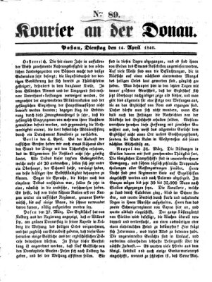 Kourier an der Donau (Donau-Zeitung) Dienstag 14. April 1840