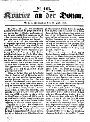 Kourier an der Donau (Donau-Zeitung) Donnerstag 16. Juli 1840
