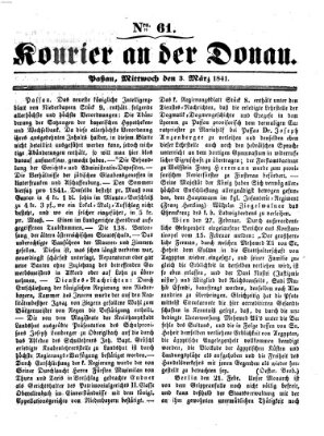 Kourier an der Donau (Donau-Zeitung) Mittwoch 3. März 1841