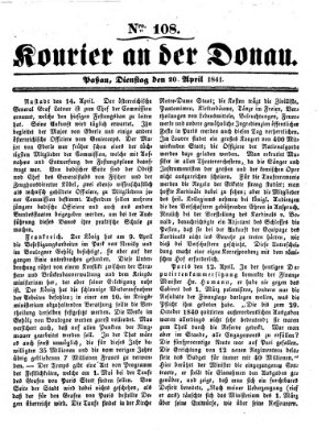 Kourier an der Donau (Donau-Zeitung) Dienstag 20. April 1841