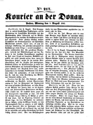 Kourier an der Donau (Donau-Zeitung) Montag 9. August 1841
