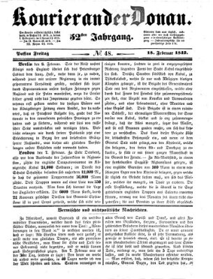 Kourier an der Donau (Donau-Zeitung) Freitag 18. Februar 1842
