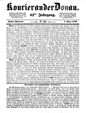 Kourier an der Donau (Donau-Zeitung) Mittwoch 2. März 1842