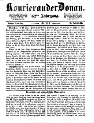 Kourier an der Donau (Donau-Zeitung) Samstag 2. Juli 1842