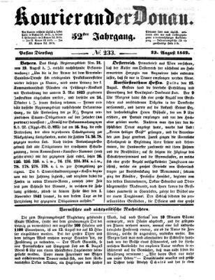 Kourier an der Donau (Donau-Zeitung) Dienstag 23. August 1842