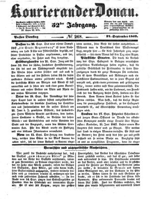 Kourier an der Donau (Donau-Zeitung) Dienstag 27. September 1842